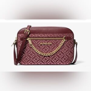 🔥SALE🔥Michael Kors Jet Set Large Metallic Logo Jacquard Crossbody Bag